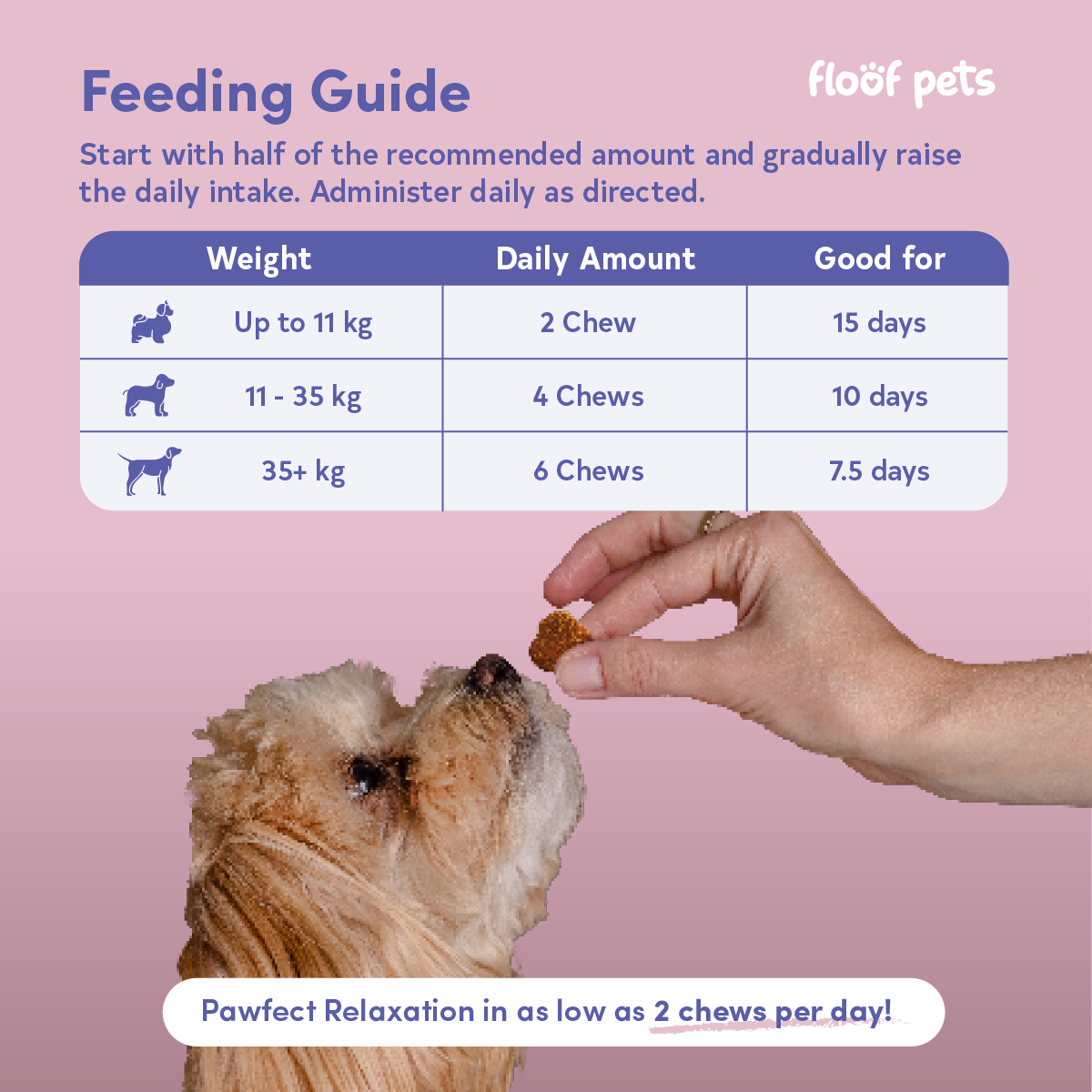 Floof Pets Dog Calming Bites 120 Chews (300g) Treat Snack Supplements for Stress & Anxiety Relief