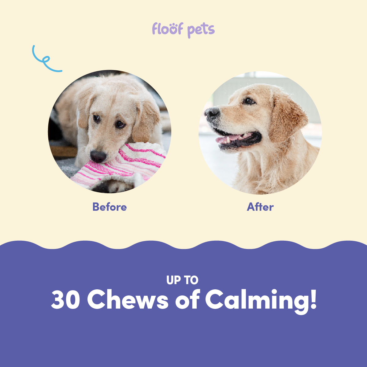 Floof Pets Dog Calming Bites 120 Chews (300g) Treat Snack Supplements for Stress & Anxiety Relief
