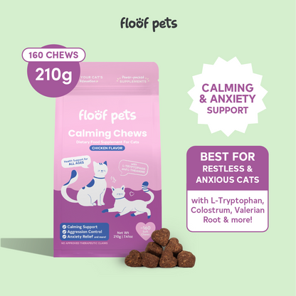 Floof Pets Cat Calming Bites 160 Chews (210g) Treat Snack Supplements for Stress & Anxiety Relief