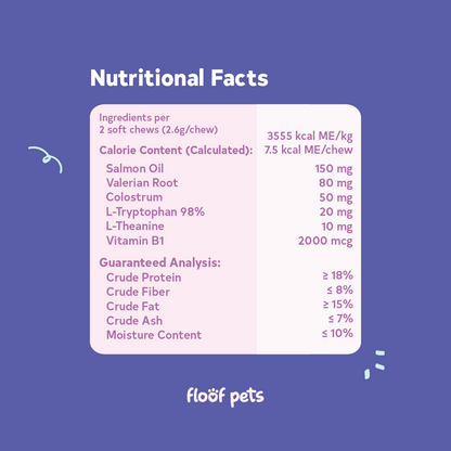 Floof Pets Cat Calming Bites 160 Chews (210g) Treat Snack Supplements for Stress & Anxiety Relief
