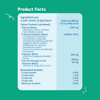 Floof Pets 2-in-1 Pre+Probiotic Support Gut Health 30 Chews (75g)  Treat Snack Supplement to Strengthen Digestion & Overall Gut Health