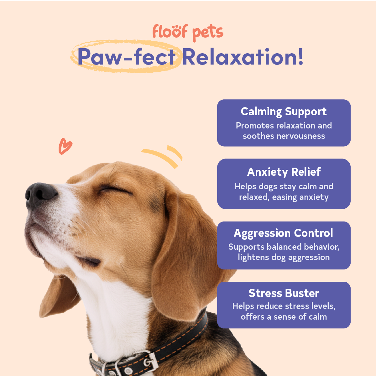 Floof Pets Dog Calming Bites 120 Chews (300g) Treat Snack Supplements for Stress & Anxiety Relief