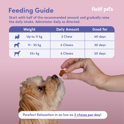 Floof Pets Dog Calming Bites 120 Chews (300g) Treat Snack Supplements for Stress & Anxiety Relief