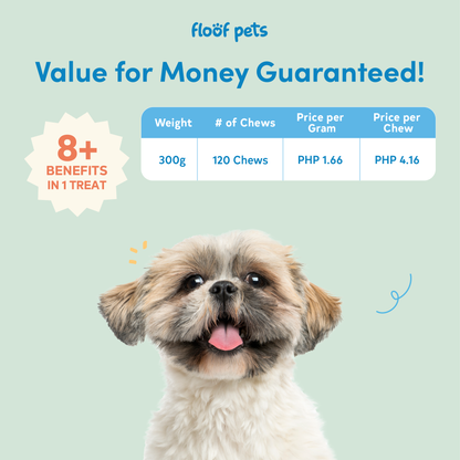 Floof Pets 8-in-1 Dog Multivitamins Pet Supplement Treat Snacks for Complete Health