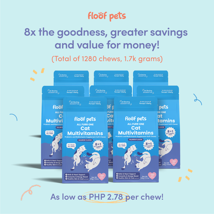 Floof Pets 8 in 1 Cat Multivitamin Supplements Bundle of 8 (210g) (Healthy Pet Treat Snack for Pets)