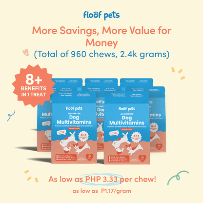 Floof Pets 8 in 1 Dog Multivitamin Supplements Bundle of 8 (300g) Dog probiotics, Dog Vitamins for Immune System, Dog Health Supplements, Appetite Booster for Dogs and more: Dog Food for Enhanced Dog Care & Immunity Support, Coatshine, Antioxidants