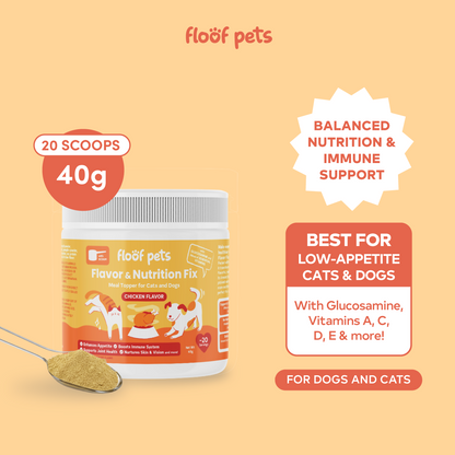 Floof Pets Flavor and Nutrition Fix Meal Topper - Chicken Flavor 40g Boosts Appetite, Energy & Daily Wellness