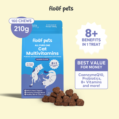 Floof Pets 8-in-1 Cat Multivitamins Pet Supplement Treat Snacks for Complete Health