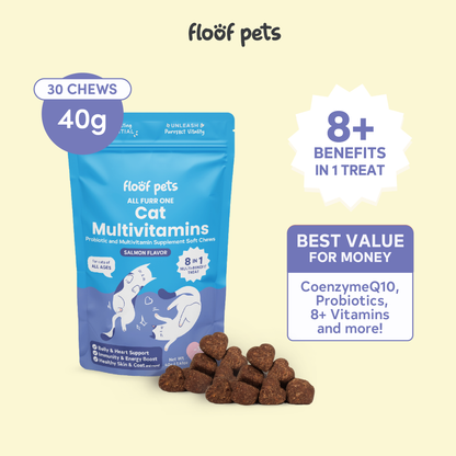 Floof Pets 8-in-1 Cat Multivitamins Pet Supplement Treat Snacks for Complete Health