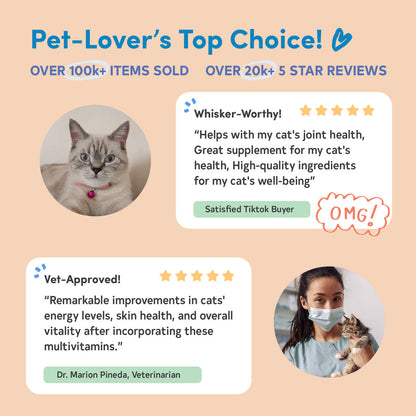 Floof Pets 8 in 1 Cat Multivitamin Supplements Bundle of 8 (210g) (Healthy Pet Treat Snack for Pets)