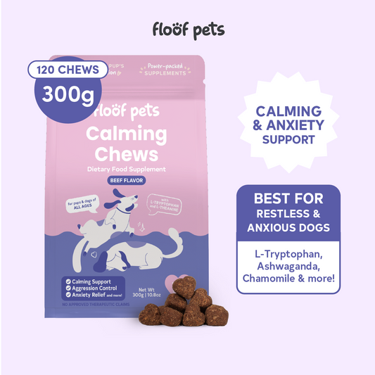 Floof Pets Dog Calming Bites 120 Chews (300g) Treat Snack Supplements for Stress & Anxiety Relief
